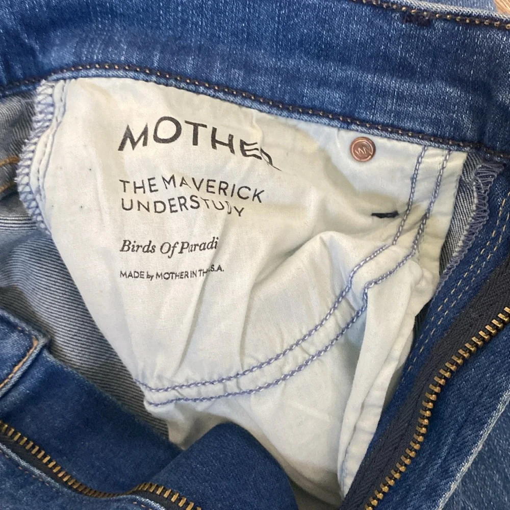 Mother Jeans The Maverick Understudy Birds of Paradise Hi Rise stacked cuffs/Hem - Picture 16 of 16